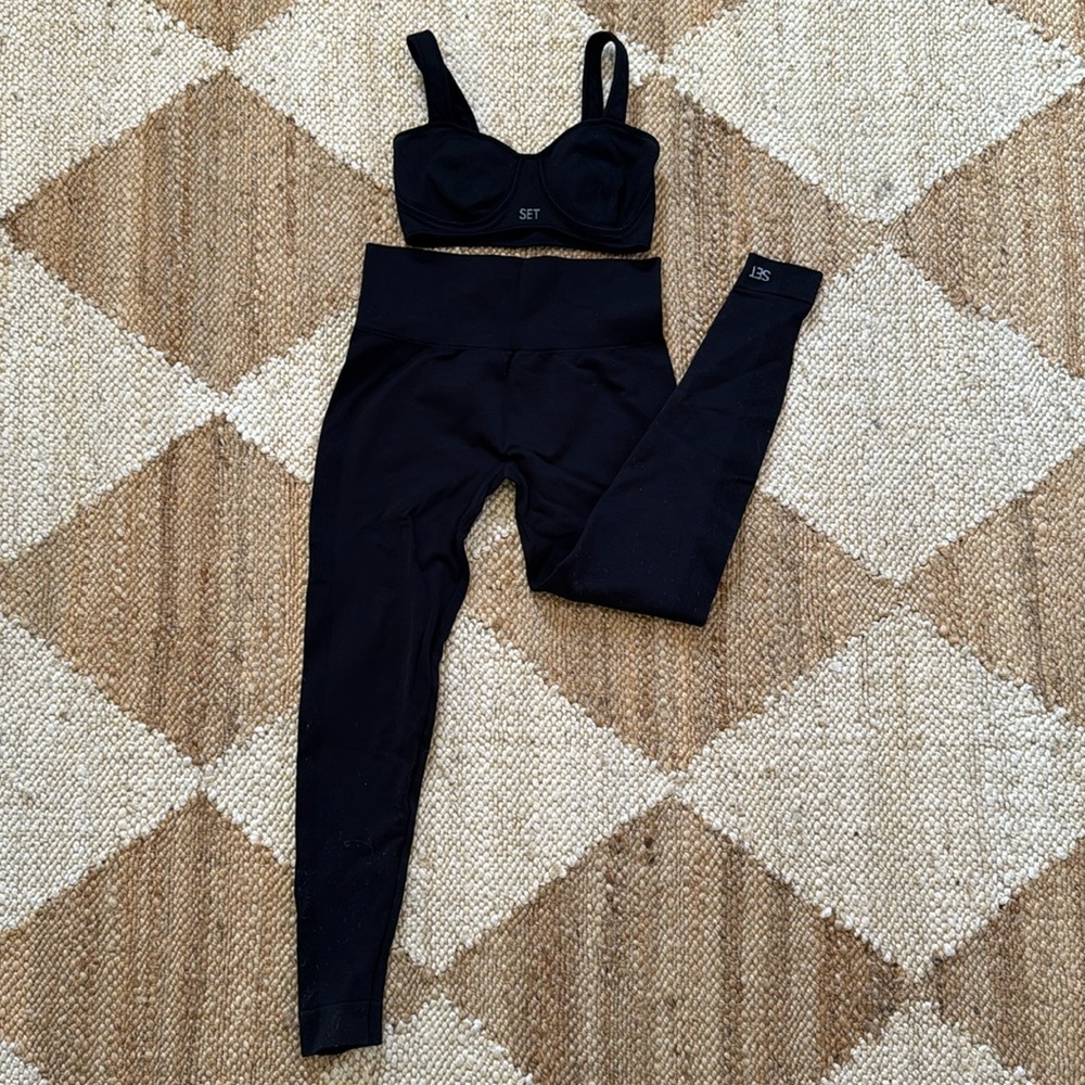 SET Active Black High-Waist Leggings & Support Bra Set